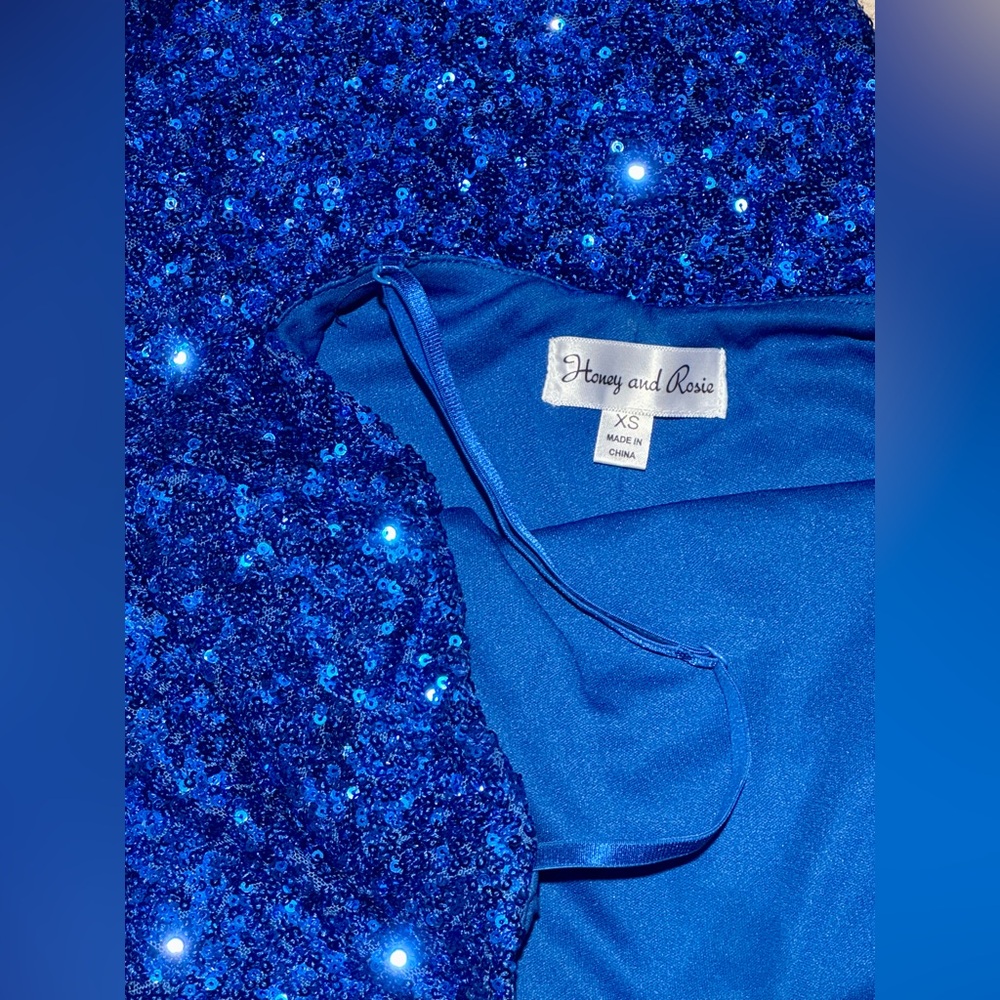 Honey and Rosie | Sequin Royal Blue Homecoming Dress | XS - Picture 3 of 7